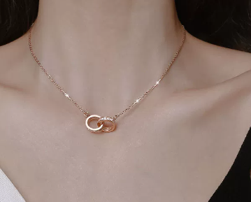 Chomel S925 Silver Double Ring Necklace for Women